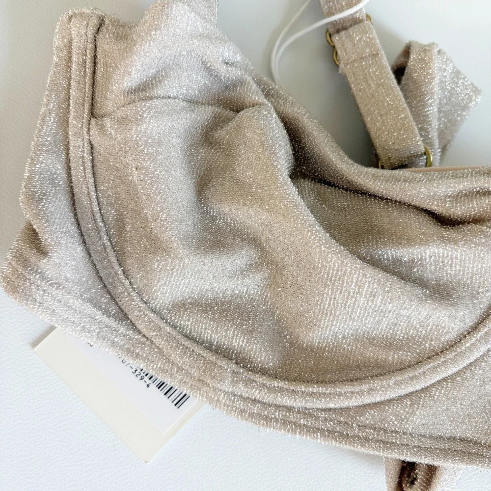 NWT Monday Swimwear Womens Pearl Shimmer Clovelly Underwire Bikini Top Size L